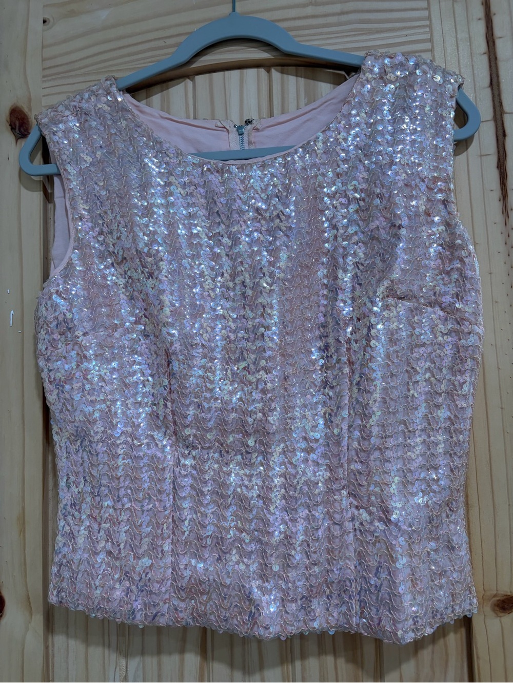 Vintage Midcentury Pink Sequin sleeveless Top